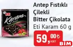 ETİ KARAM ANTEP FISTIKLI ÇİLEKLİ BİTTER ÇİKOLATA 60 G ETİ KARAM ANTEP FISTIKLI ÇİLEKLİ BİTTER ÇİKOLATA 60 G